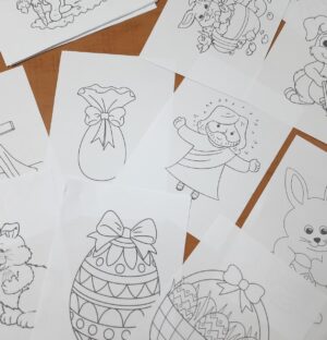 Desenhos para colorir tema páscoa 50 unidades