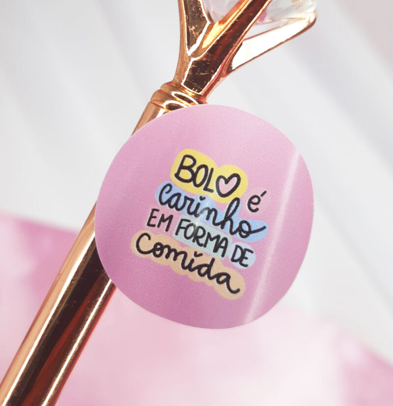 Adesivo para bolo de pote 3x3 vinil 100 unidades