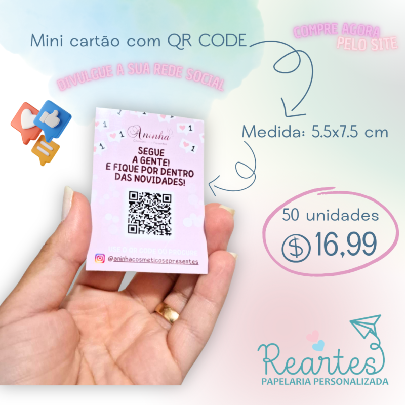 Mini cartão personalizado com qr code