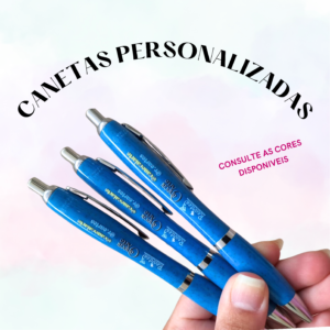 Caneta personalizada azul 10 unidades